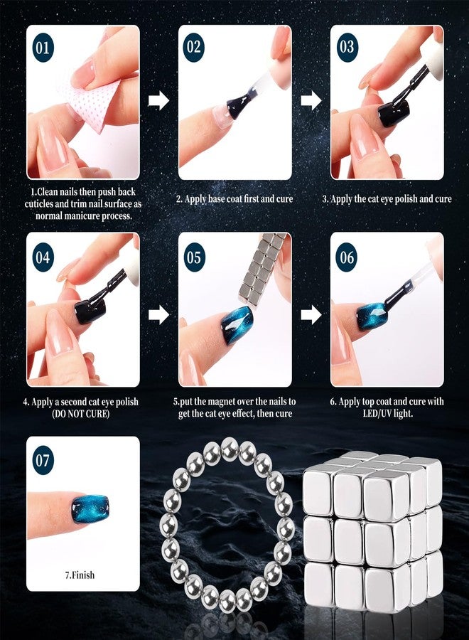 heemeei 47Pcs Cat Eye Magnet for Nails, Square and Beads Nail Magnets for Nail Art, Cat Eye Magnets for Nails, Strong Nail Magnetic Set, Nails Magnet Tool for 3D Cat Eyes Gel Polish, Home Salon DIY - Image 5